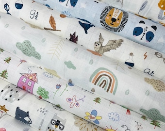 Double Gauze Cotton Fabrics Floral Prints 6 Patterns 100% Cotton Oeko-Tex