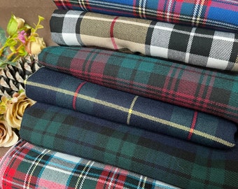 Plaid Gabardine Fabric, Wide 1.64yards, plaid Patterned Fabric, beige red checked, polyviscose fabric, shirt, home decor, runner, upholstery