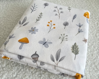 Snail flannel, longer wide 2.62yrd/94in, extra soft touch, organic, 100% Natural Cotton, reusable, crib sheet, blanket, modern nursery