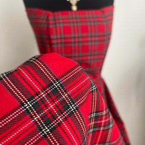 Red Royal Stewart Tartan, Wide 1.64yard, Plaid Pattern, Polyviscose ...