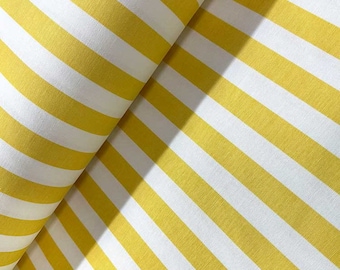 Upholstery canvas fabric, extra wide 1.96 yards, Water oil repellent, yellow white stripe print, home decor, drapery, chair, cushion, garden