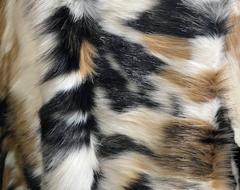 Animal long pile faux fur, wide 59” one sided fur fabric, vegan faux fur fabric, faux cow, coat, stuffed toys fabric, Accessories, warm