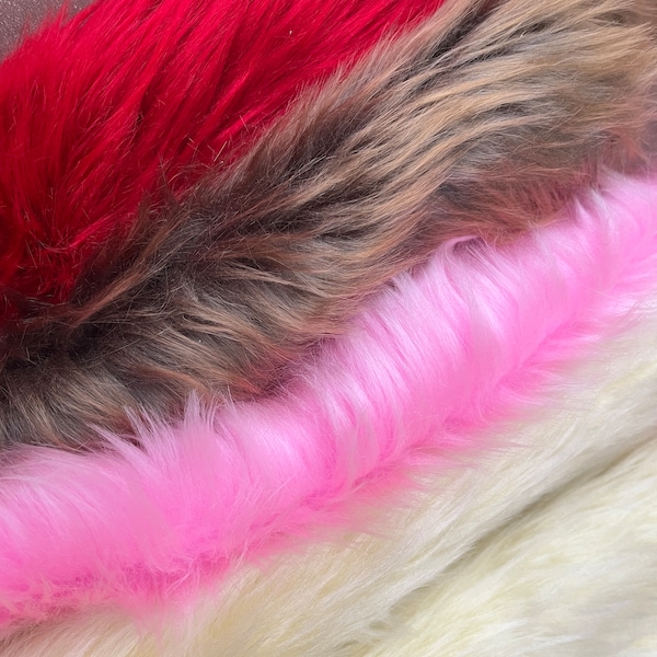 Plush Red Shaggy fabric, faux fur, wide 150cm, 4 color, one sided, eco-friendly, soft plush fabric, stuffed toys, photo prop, coat