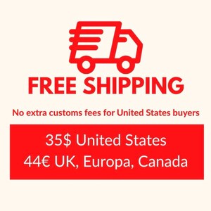 May include: A red graphic of a delivery truck with the words "FREE SHIPPING" in red. Below, the text states "No extra customs fees for United States buyers."