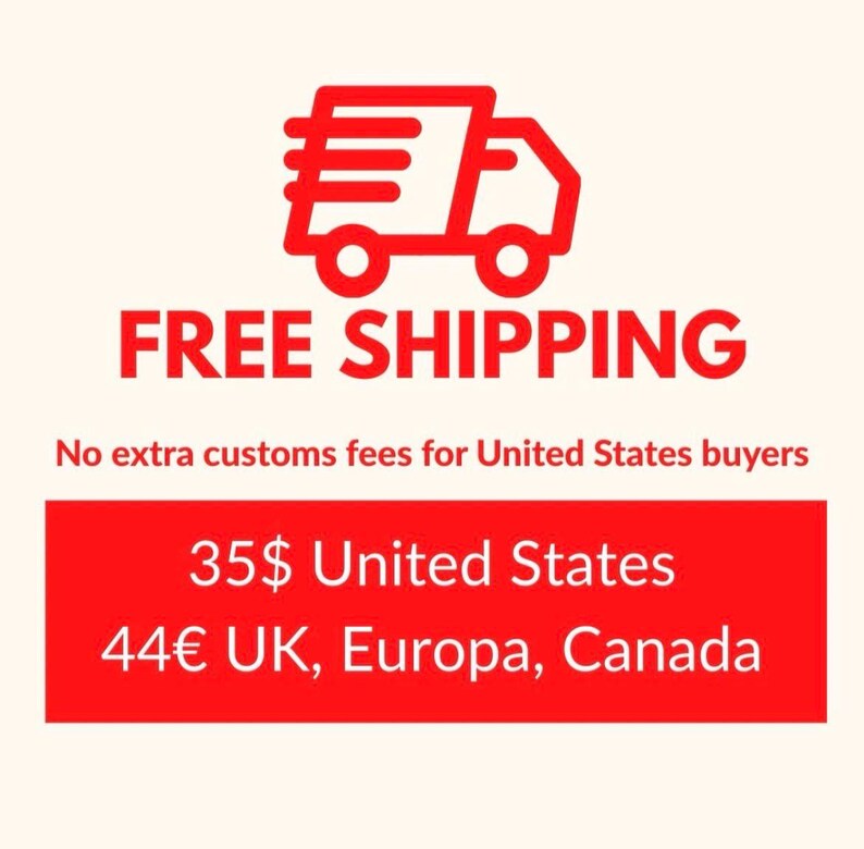 May include: A red graphic of a delivery truck with the words "FREE SHIPPING" in red. Below, the text states "No extra customs fees for United States buyers."