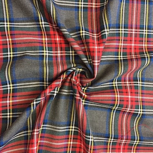 Plaid Patterned gabardine, wide 1.64yard/150cm, scottish tartan, polyviscose, grey plaid, sewing material, vest, clothing, home textile