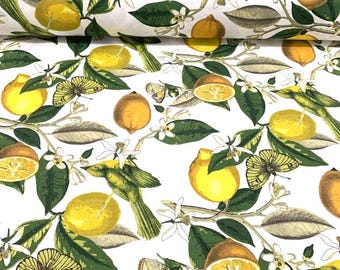 Upholstery canvas fabric, wide 1.96 yards, Water and oil repellent, lemon tree printed, home textile, decor material for kitchen, pillows,