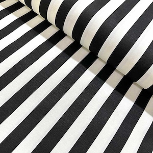Upholstery canvas fabric, extra wide 1.96 yards, Water oil repellent, Black white stripe print, home decor, drapery, chair, cushion, garden,