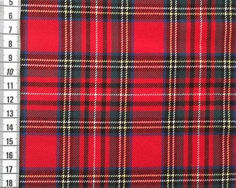 Royal Stewart Tartan, scottish tartan, wide 1.64yard, 230gsm, Plaid pattern, polyviscose red green plaid fabric, jackets, poncho, christmas