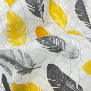 Feathers muslin fabric, wide 1,75yrd, yellow gray, Natural, breathable, double Gauze, 100% Cotton, tea towel, dress, swaddle, ecofriendly,