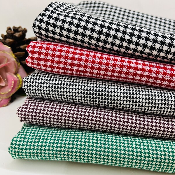 Houndstooth fabric, wide 57inch,  230gsm, 4 style houndstooth and Red white checkers, polyviscose, clothing, home decor, vest, scarf, pants