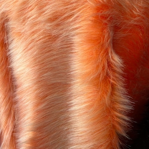 Vibrant orange plush fabric, wide 150cm long pile faux fur, furry, soft plush, coat, stuffed toys, teddy, Accessories, shaggy, vegan,