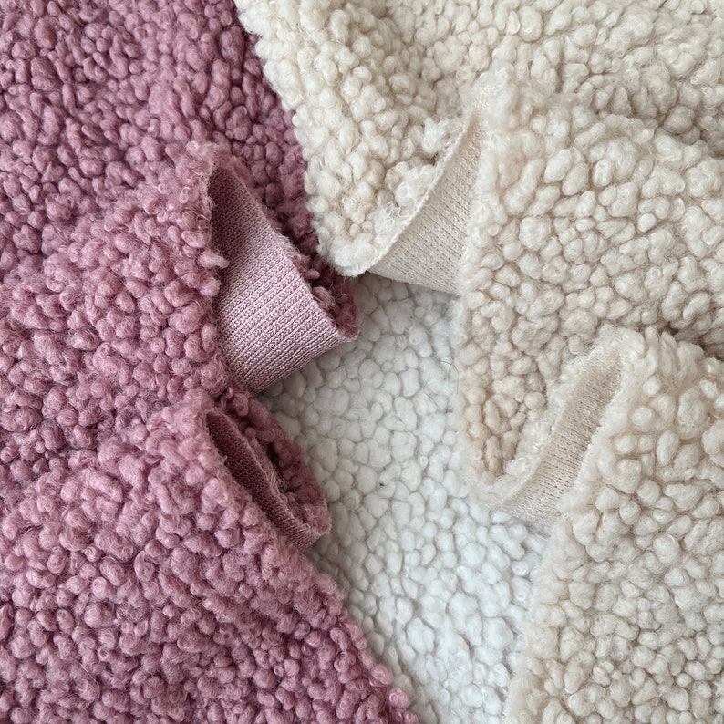 Teddy Boucle fabric, wide 62, Fluffy curled Sherpa plush, Coat and upholstery Fabric, soft warm pillow, stuffed toys, modern pouf cover, image 6