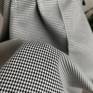 Small Houndstooth Fabric, Wide 1.64yard, Polyviscose Black White Fabric, Blanket scarf, Jackets, Poncho,  Skirt, Vest, Dress, suit, cushion
