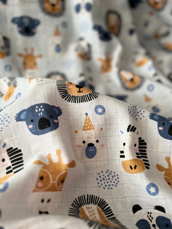 Cute Animal Print Muslin Large Wide 180cm 70 Natural Fabric by Yard Double Gauze Fabric 100 Cotton Fabric Soft Quilt Fabric by Yard Etsy Canada