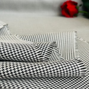 Small Houndstooth Fabric, Wide 1.64yard, Polyviscose Black White Fabric, Blanket scarf, Jackets, Poncho,  Skirt, Vest, Dress, suit, cushion, upholstery