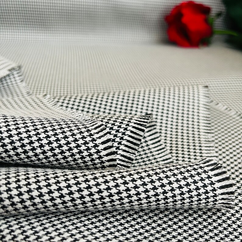 Small Houndstooth Fabric, Wide 1.64yard, Polyviscose Black White Fabric, Blanket scarf, Jackets, Poncho,  Skirt, Vest, Dress, suit, cushion, upholstery