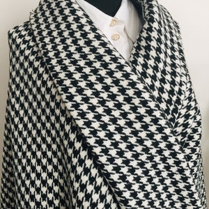 Wolle Hahnentritt Stoff, 380g/qm, Breite 1.60gsm, für Mantel, Tweed Wolle Mischung, Schwarz Weiss, Stoff, Rock, Weste, Oberteile, Cardigan, Poncho, Schal