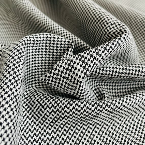 Small Houndstooth Fabric, Wide 1.64yard, Polyviscose Black White Fabric, Blanket scarf, Jackets, Poncho,  Skirt, Vest, Dress, suit, cushion