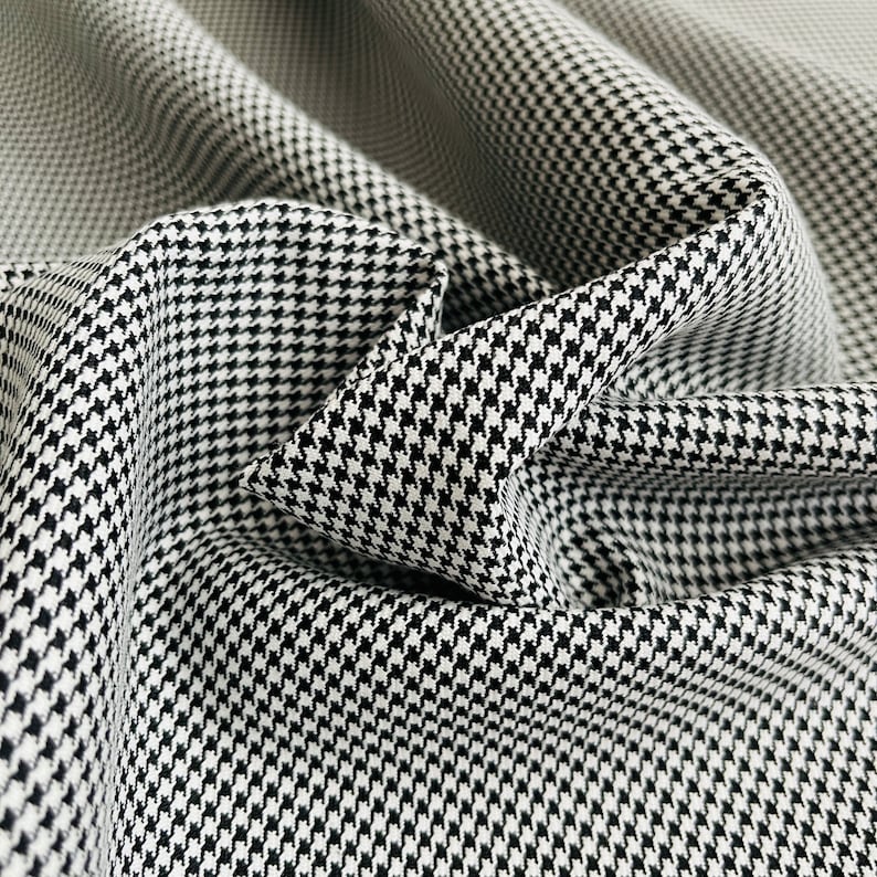 Small Houndstooth Fabric, Wide 1.64yard, Polyviscose Black White Fabric, Blanket scarf, Jackets, Poncho,  Skirt, Vest, Dress, suit, cushion