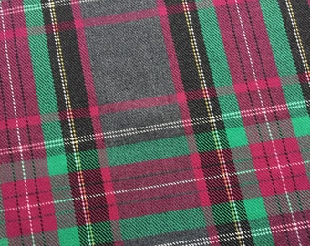 Gray Pink tartan, Wide 1.64yard, Plaid pattern, polyviscose, Pink Gray Green Black plaid fabric, jackets, poncho, napkin, vest, home textile