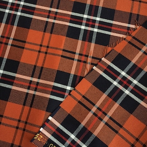 Autumn Plaid Fabric, Wide 59in, Tartan, Terracota Polyviscose, Fall clothing, table cloth, Poncho, Scarf, drapery, halloween decor, pumpkin,