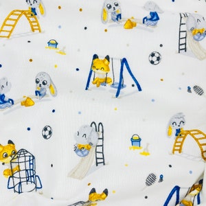 Flanelle de coton pour bébé, tissu de flanelle imprimé, coton turc, conception de terrain de jeu, renard, tissu de courtepointe,