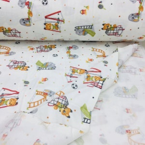 Flanelle de coton renard, large 96 pouces, tissu de flanelle pour bébé, tissu de flanelle imprimé, créations personnalisées pour bébé, motif animalier, renard, robes de chambre en tissu