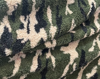 Camuflage teddy plush fabric, wide 1.64yrd. fur fabric, furry, soft plush, camo coat, teddy, army Clothing, Accessories,