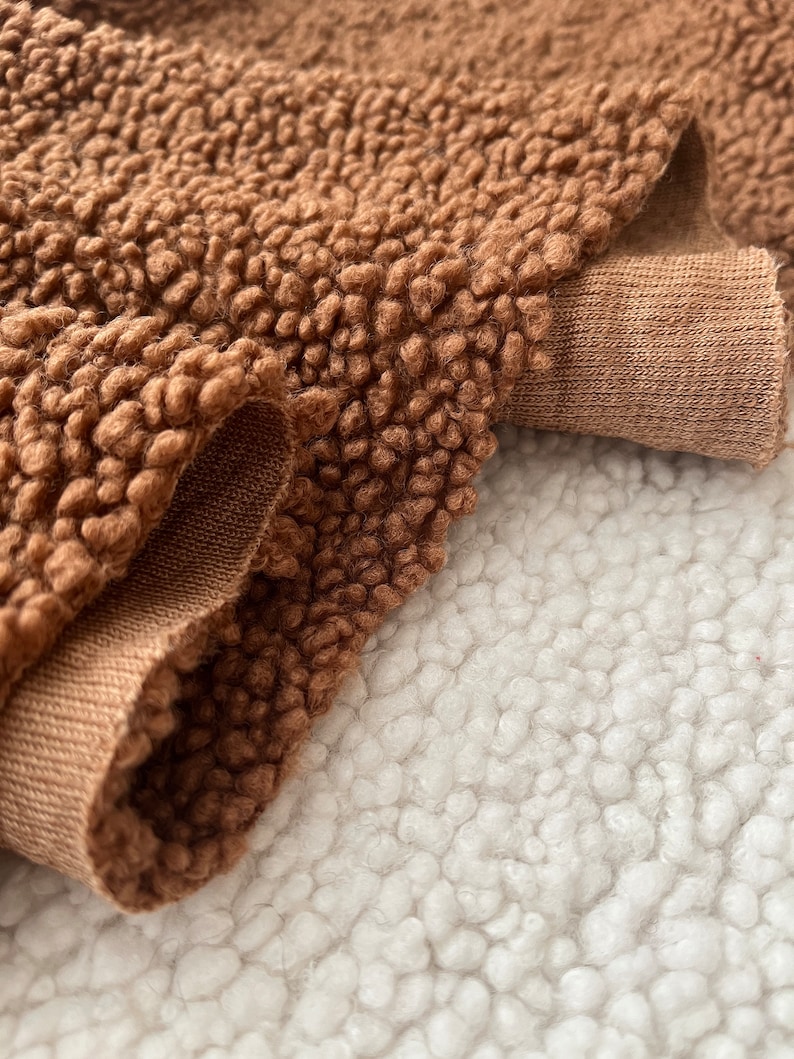 Teddy Boucle fabric, wide 62, Fluffy curled Sherpa plush, Coat and upholstery Fabric, soft warm pillow, stuffed toys, modern pouf cover, image 7