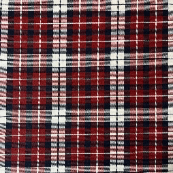 Burgundy White Plaid Fabric, Wide 59in, 230gsm, Plaid Pattern, Polyviscose, Burgundy Black Poncho, Vest, Napkin, Pillow, Home Decor, wrap,