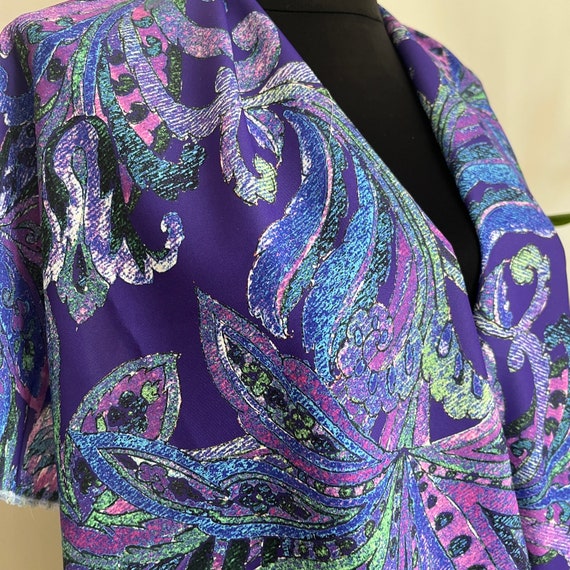 Purple paisley Pattern silky crepe fabric, width 1.64 yards, sewing, modern apparel, wedding, fabric for women, craft, digital print fabric,