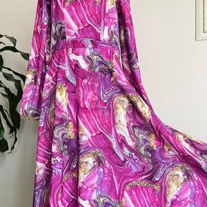 Pink Marble Quartz silky crepe, width 1.64 yards, more colors, digital print, apparel, blouse, shirt, kimono, kaftan, Loose Summer Dresses