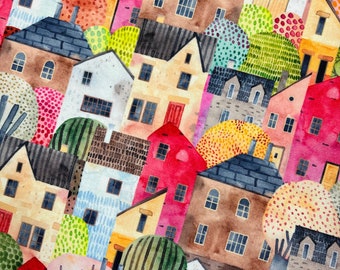 Tiny House craft fabric, Width 55", Digital Print Fabric, Furniture, Cushion, Home Decoration, chair, sofa, bag, Upholstery, 6.35oz