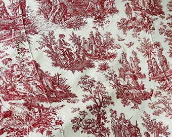 Red French premium cotton fabric, wide 94inc, toile de jouy, digital printed cotton, modern nursery, 100% Cotton poplin, patchwork, quilt,