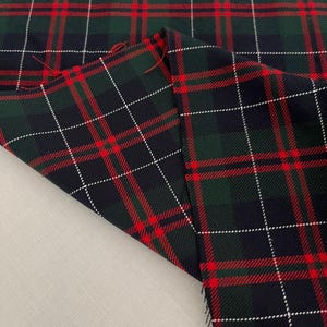 Navy Red Plaid Fabric, Wide 59in, 230gsm, Tartan, Polyviscose, Vintage Dress, Jackets, Poncho, Napkins, Tie, Hat, Pillow Cover, Runner,