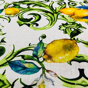 Lemon linen Fabric, wide 1.64 yards, linen fabric, craft fabric, apparel, tablecloth, curtain, apron, kitchen decor, runner, drapery, pillow
