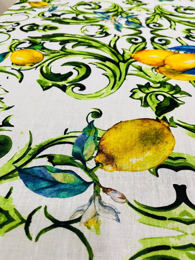 Lemon linen Fabric, wide 1.64 yards, linen fabric, craft fabric, apparel, tablecloth, curtain, apron, kitchen decor, runner, drapery, pillow