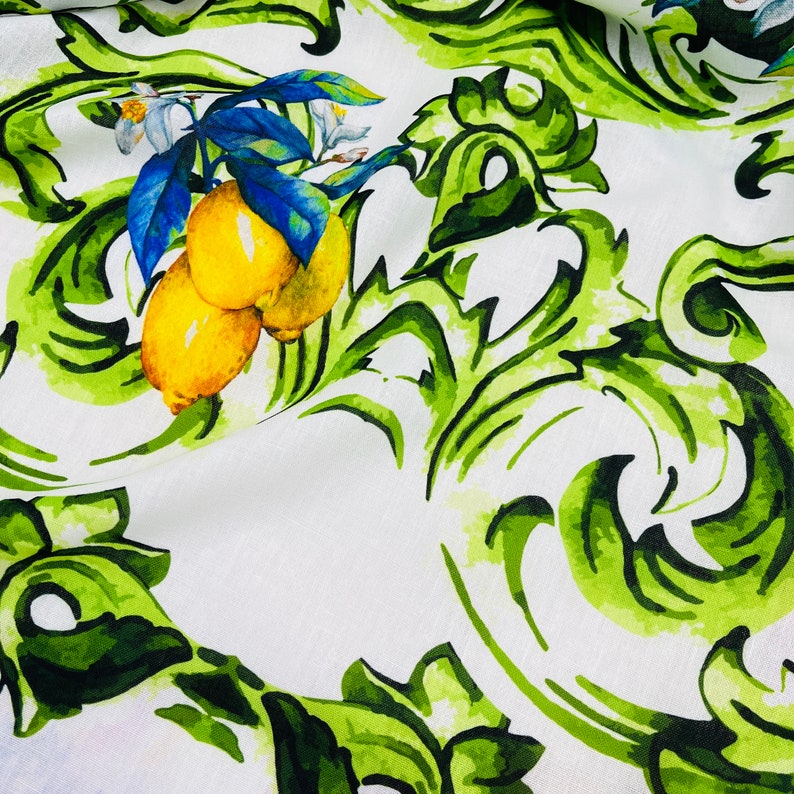 Lemon linen Fabric, wide 1.64 yards, linen fabric, craft fabric, apparel, tablecloth, curtain, apron, kitchen decor, runner, drapery, pillow