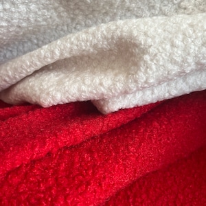 Boucle, 14 more color curled Sherpa Teddy plush, wide 59', Coat and upholstery Fabric, Wooly Plush, stuffed toys fabric, Soft plush, Thick red