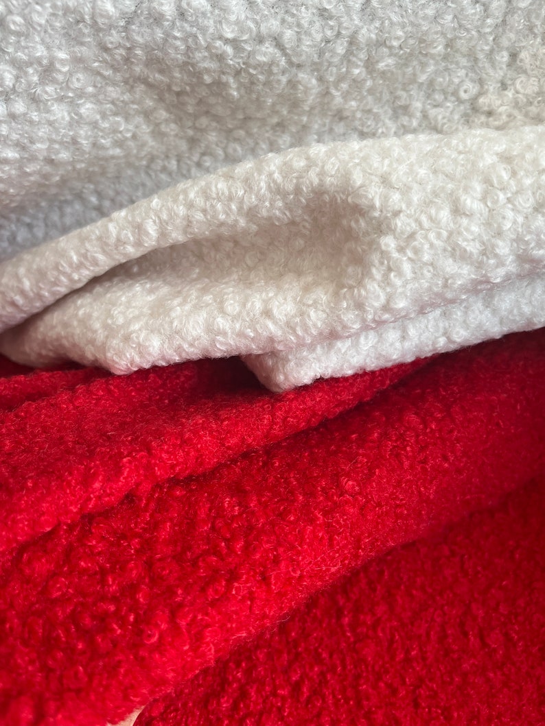 Boucle, 14 more color curled Sherpa Teddy plush, wide 59', Coat and upholstery Fabric, Wooly Plush, stuffed toys fabric, Soft plush, Thick red