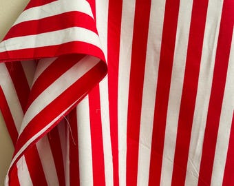 Cotton Poplin, crafting fabric, Extra Wide  94”,  Red and White Striped, 100% Cotton Pillowcases, Duvet Covers, Tablecloths, DIY Sewing