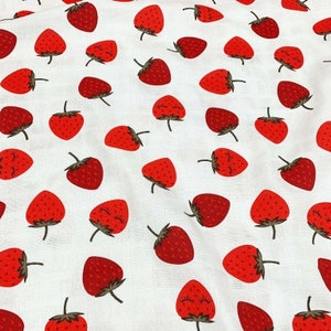 strawberry garden baby muslin fabric, printed muslin, Natural Fabric, organic Baby Fabric, double Gauze, 100% Cotton, baby towel fabric