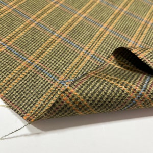 Wollmischgewebe, Tweed, breit 162 cm, Jacken, Rock, Weste, Poncho, Mantel, Anzug, 260g/m², senfgelb, blau, braun, Wollfäden, Kleid, Schals,