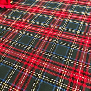 Green Stewart Tartan Fabric, wide 1.64yard, polyviscose, red green plaid fabric, jackets, poncho, skirt, upholstery, home decor, tablerunner