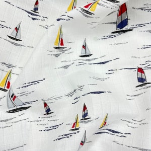 Sail Boat Double Gauze Fabric, wide 1,75yard, Natural Muslin, breathable, 100% Cotton, baby blanket, pant, swaddle, ecofriendly, gift