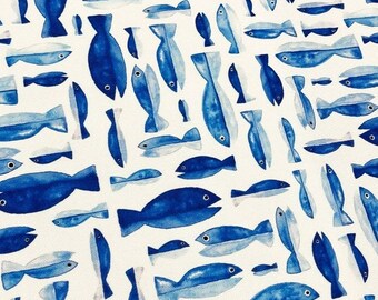 Home Decor Fabric, Digital Printed Fabric, watercolor fish digital print, Furniture and Cushion Upholstery, kitchen desing, Upholstery fabri