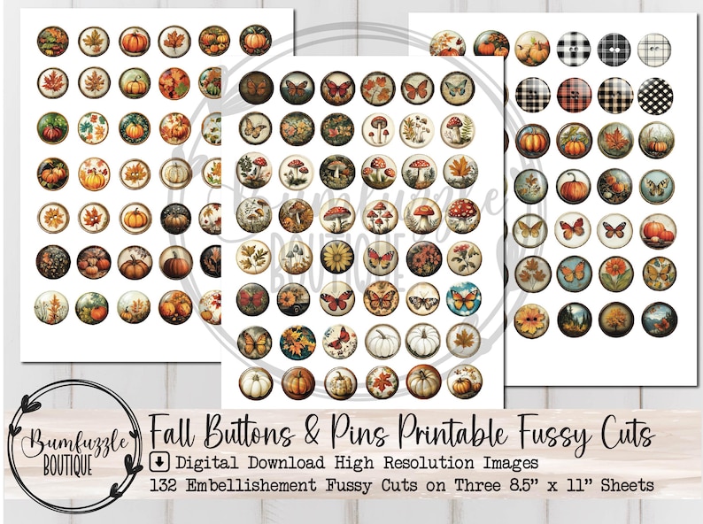 Fall Button Fussy Cuts – Harvest Printable Junk Journal Ephemera ...