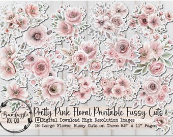 Rosa Floral Unruhige Schnitte - Shabby Chic Printable Junk Journal Ephemera (digitaler Download)