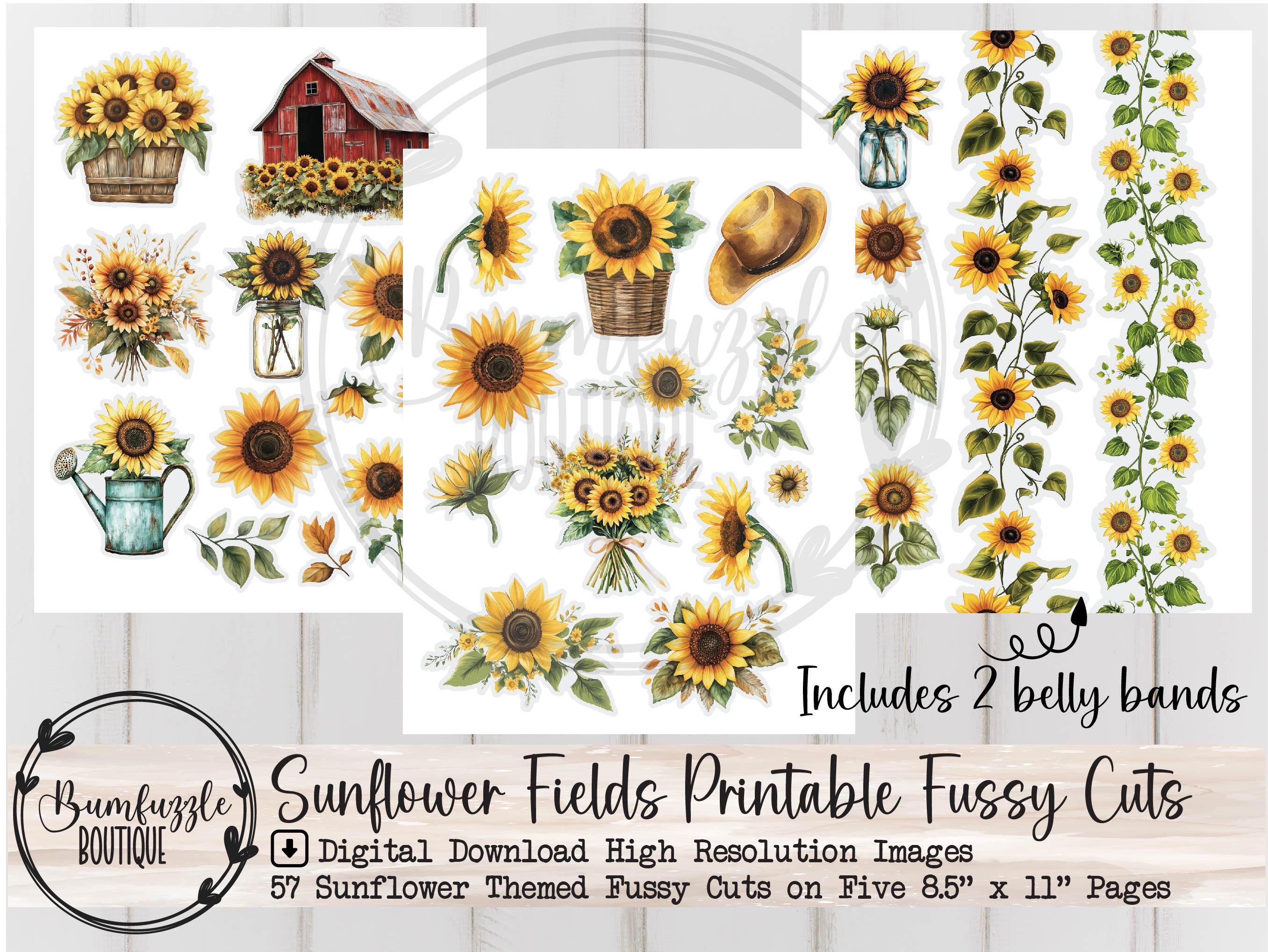 Sunflower Fussy Cuts – Rustic Printable Junk Journal Ephemera (digital ...